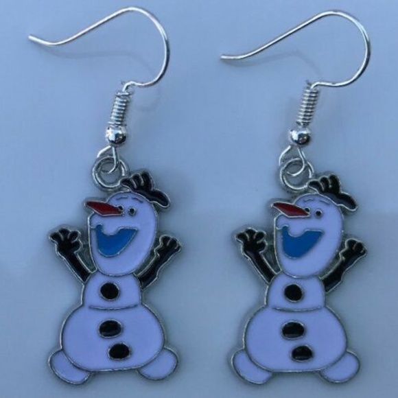 Christmas Women Earring Silver Plated Hook Snowman - Picture 3 of 7
